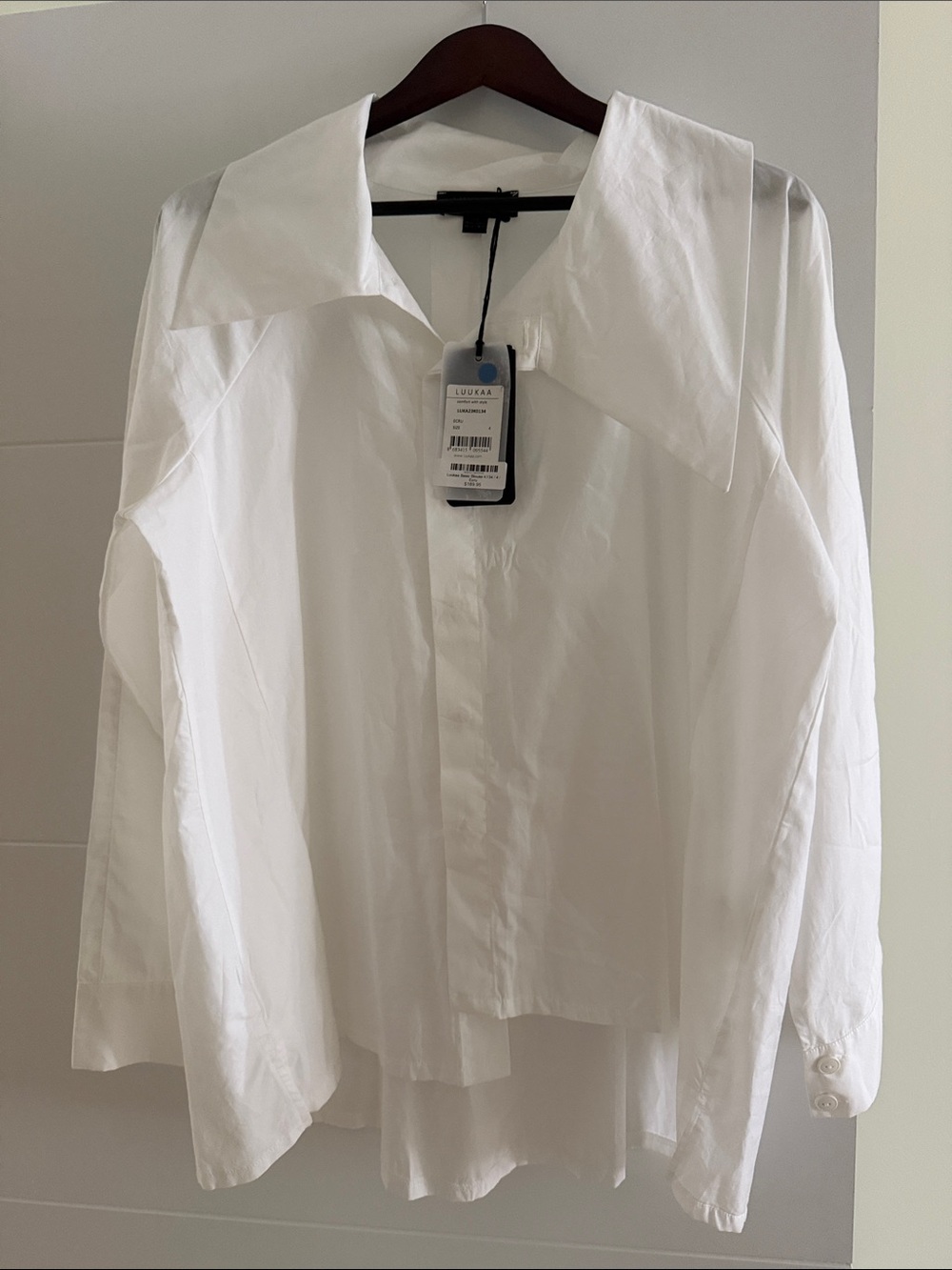 Luukaa White Oversized Collared Button-Down Shirt